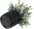MyGift Artificial Eucalyptus Plant in Modern Gray Concrete Pots with Geometric Embossed Pattern (1, Black)