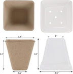 winemana Seed Starter Peat Pots,Biodegradable with Humidity Dome and Labels For Plant Nursery, Seedlings Planting For Indoor Outdoor Garden (Square)36 Set