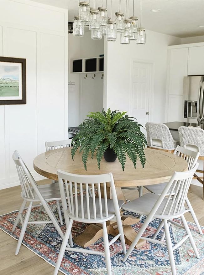 Hollyone Artificial Large Fern Boston Potted Plant for Outdoors & Indoor 25.5inch Faux Fake Fern Bush Plant in Pot for Patio Garden Farmhouse Windowsill Entrance Porch Office Living Room Home Decor