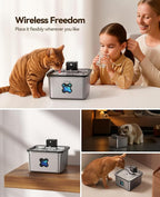 Cordless Cat Water Fountain : [Visual Filter] & [Heavy-Duty Stainless Steel] 3.2L/108oz, FEELNEEDY- Premium, Durable Design, 4000mAh Battery Operated Pet Fountain with Sensor, FN-W17 for Cats and Dogs