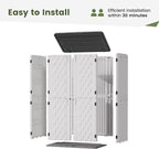 UDPATIO 67 Cu.Ft Resin Outdoor Storage Shed, Patio Plastic Vertical Sheds with Floor, Waterproof Bin Shed Horizontal Storage Cabinet for Patio, Backyards, Garden, Pool, Tool Shed