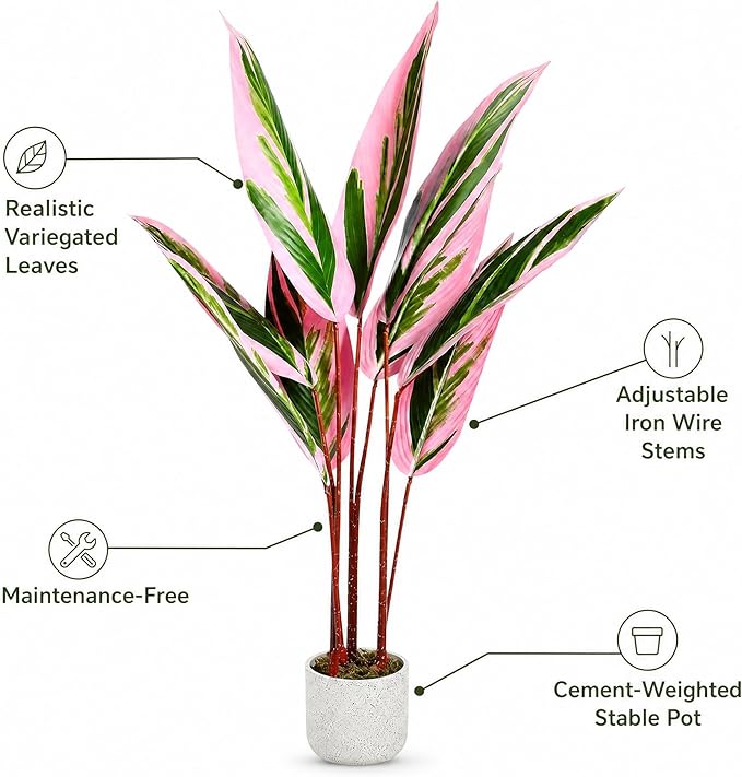 Garvee Artificial Plant Potted, Evergreen Fake Tree Faux Floor Plant with Realistic Leaves, Decorative Faux Floor Plant for Home Office Living Room, Ideal Gift for Families