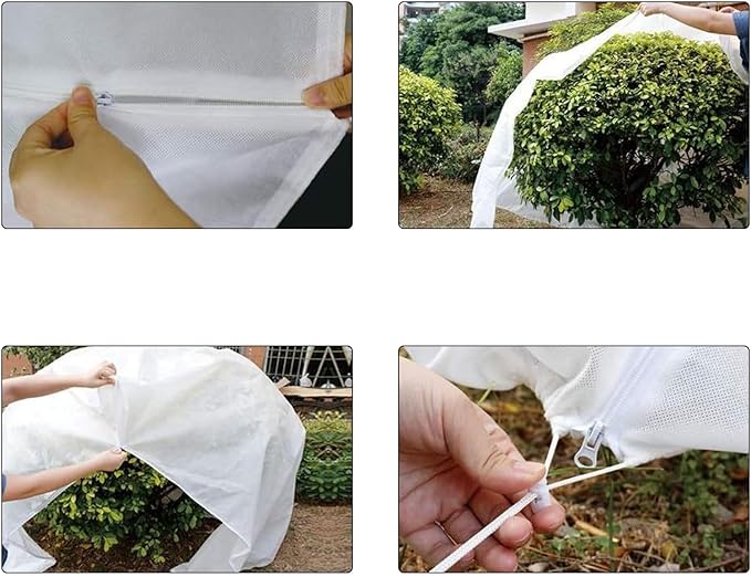 Heavy-Duty Garden Plant Protector with Zippered & Drawstring Closure Breathable Mesh Cover for Birds Deer Squirrels Defense Zippered Protective Garden Netting
