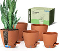 Self Watering Pots for Indoor Plants (5/5.5/6/6.5/8 Inch), Terra Cotta Planters with Water Level Indicator & Drainage,Wicking Pots for Monstera, Herbs & Snake Plant (Terra Cotta, 5/5.5/6/6.5/8 Inch)