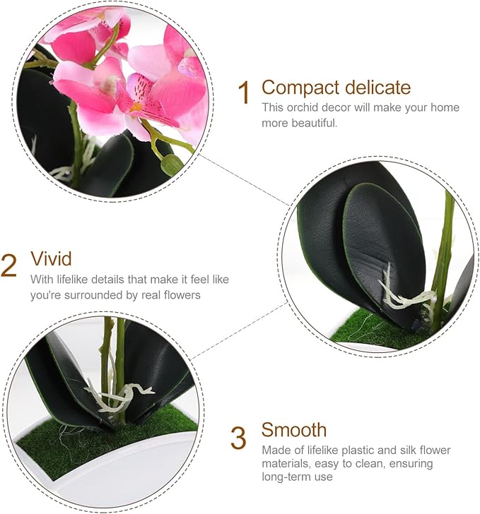 POPETPOP Artificial Potted Orchid Plant Miniature Faux Butterfly Orchid for Home Decor Wedding and Photography and Design Elegant