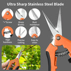 4 Pack Garden Pruning Shears, Stainless Steel Shears, Gardening Shears Scissors Pruning Shears for Gardening Tools (2pcs Orange+1pcs Green+1pcsBlue)