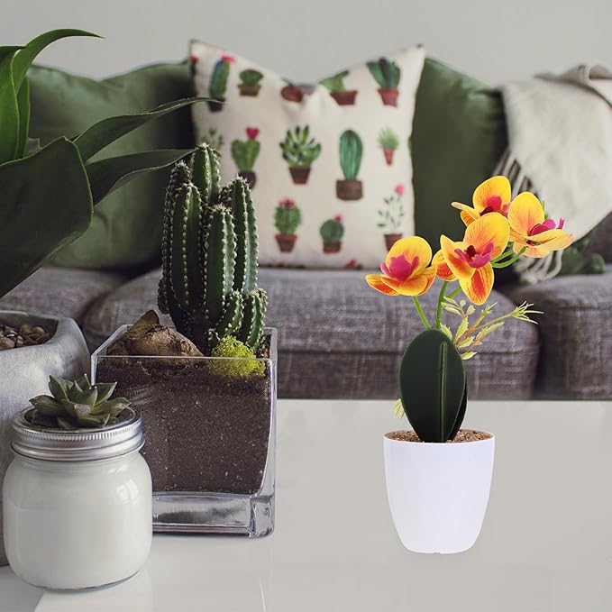 3pcs Faux Phalaenopsis Bonsai Plants with Pot, 3D Printed Touch Artificial Flowers, Decorative Indoor Fake Orchid Ornaments for Living Room Home Décor