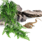PINVNBY 8 PCS Reptile Plants Terrarium Decor Hanging Fake Vines with Suction Cup Artificial Leaves Bearded Dragon Tank Accessories for Lizards Geckos Snake Hermit Crab
