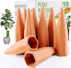 REMIAWY Plant Watering Devices - Terracotta Vacation Self Plant Waterer Spikes Wine Bottle Stakes Slow Release Devices for Indoor Outdoor Plants (10 Pack)