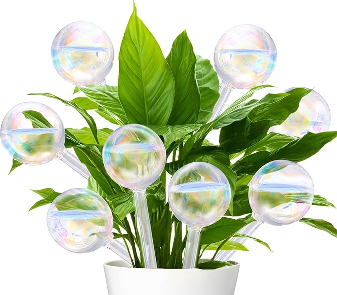 Pynqdfu 8 Pcs Plant Watering Globes,Glass Rainbow Gradient Plant Watering Globes,Self Watering Planter Insert,Automatic Plant Watering Devices for Indoor Outdoor,Flowerpot,Hanging Plants,Home Garden