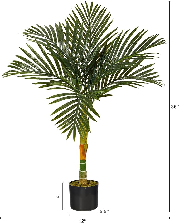 Nearly Natural 3ft. Golden Cane Artificial Palm Tree