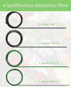 MOSFiATA Bonsai Wire Kit 8Pcs, 7 Roll Aluminum Bonsai Training Wire Coils with Cutter Set -1/1.5/2.0/3.0mm Multiple Sizes Bonsai Accessories for Bonsai Trees Branch Control Plant Shaping