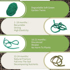 Decoroca Degradable Soft Green Garden Twine - 98FT Environmentally Smart Plant Ties, Stretchable Plant Wire, Multi-use Craft String (2 Pack)