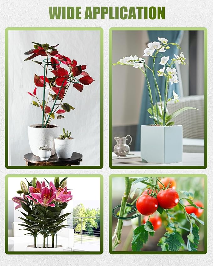 Joyhalo 12 Pack Plant Stakes, Adustable 36 Inch Plant Support Stakes, Flower Stakes with 24 Twist Ties, Garden Sticks for Plants Hibiscus, Sunflower, Red Hot Poker, Hydrangea, Tomato, Sapling Etc