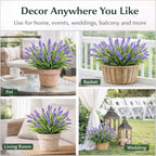 Artificial Flowers for Outdoors, 8 Bundles Faux Silk Spring Flowers for Outside for Planter Front Door Porch Yard Patio Window Box Home Decor (8pcs-Purple)
