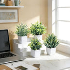 CEWOR Fake Plants 4 Packs Small Artificial Plants Mini White Potted Greenery Bathroom Accessories Decorations for Desk Bathroom Office Home Room Kitchen Table Decor Indoor