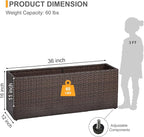 SUNNYPARK Gray Rectangular Planter Box All-Weather PE Rattan Large Modern Planters with Removable Liner Indoor Outdoor Decorative Flower Pot for Patio, Balcony, Garden