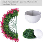 HyeFlora Artificial Faux Hanging Flowers Plants Basket for Outdoor Outside Porch Spring Decoration, Fake Silk Hotpink Daisy UV Resistant Look Real in Planter for Home Patio Balcony Garden