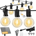 Brightown 38FT Solar String Lights Outdoor with USB Charging & 16 LED Shatterproof Bulbs, Solar Patio String Lights Outdoor for Cafe Garden Deck Outside Wedding - Last for 20Hrs+