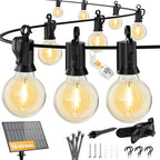 Brightown 38FT Solar String Lights Outdoor with USB Charging & 16 LED Shatterproof Bulbs, Solar Patio String Lights Outdoor for Cafe Garden Deck Outside Wedding - Last for 20Hrs+