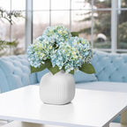 Leftover 4 Pcs Light Blue Hydrangea Artificial Flowers,21" Real Touch Faux Hydrangea Flowers and 3 PCS Butterflies for Hydrangea Decor,Floral Arrangements for Centerpiece Table Decorations,Home Decor