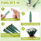 HINZIC 25pcs Flower Stem Water Tubes, 5.67 Inches Plastic Single Flower Water Tube Vials with Caps, Leakproof Floral Tubes for Fresh Flowers Wedding Bouquets Buds - Green