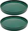 2 Pack Ceramic Plant Saucer Pot Tray 6 Inch, Planter Saucers 4 5 6 7 8 9 10 11 12 13 Inch for Indoors Outdoor, Durable Sturdy Flower Drainage drip Water Tray for Glazed Pots Base (6.4 Inch-Green)