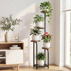 TOSKING 5 Tier Metal Anti-Tip Plant Stand indoor, Wide Base for Pots, Child and Pet Friendly ,Heavy Duty Plant Shelf ,Corner Shelf, Flower Pot Stand for Multiple Plants, Indoor Plants Tiered Stand for Living Room Balcony Garden Patio Bedroom(Black and ...