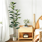Alupssuc 6FT Artificial Fiddle Leaf Fig Tree with White Planter Pot, 6 feet Tall Fake Tree for Home Decor, Faux Ficus Tree Fake Moss for Indoor Outdoor Office Living Room