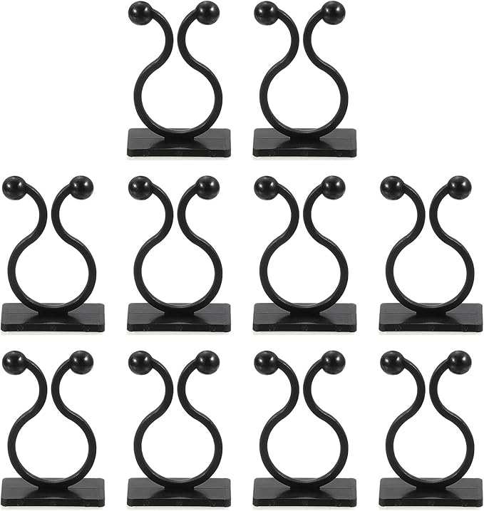 uxcell 100Pcs Plant Climbing Wall Fixture Clips, Plant Fixer Self-Adhesive Hooks Wire Fixing Supporting for Indoor Outdoor Decoration and Cable Wire Fixing (Black, 16.2mm/0.64")