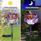 Weepong Outdoor Solar Lights 2 Pack, Solar Garden Lights with 18 Butterflies Decoration Outdoor Lamps, Waterproof Butterfly Flower Lights for Patio Yard Lawn Garden Decor, Gifts for Mom Women