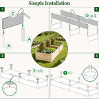 MIXC 8×2ft Wooden Horticulture Raised Garden Bed Divisible Elevated Planting Planter Box for Flowers/Vegetables/Herbs in Backyard/Patio Outdoor, Natural Wood