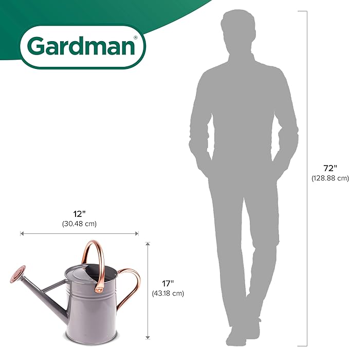 Gardman R34884 1 Gallon Watering Can, Cool Gray