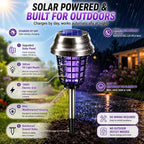 2026 4Pack Mosquito Repellent Outdoor Patio Solar Bug Zapper Outdoor Mosquito Zapper for Moths,Gnats,Flies,Small Flying Insect,Electric Fly Zapper for Backyard,Garden,Gnat Killer for Vegetable Beds