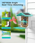 Smart Bird Feeder Camera (Dual Panel), Solar Powered, Identify 11,000+ Birds with AI, Auto Capture & Notify, 2K HD Footage, Outdoor Bird Watching, Ideal Gift for Birds Lovers.