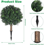 Shinoske 23" Boxwood Topiary Balls Tree Artificial Outdoor,Set of 2 Outdoor Fake Bushes Plant with Ground Spike,UV Resistant Artificial Plants for Garden,Porch,Yard,Balcony Decor