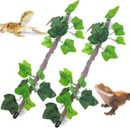 VCEPJH Reptile Climbing Branch Decor 2 Pcs Bendable Jungle Vine with Suction Cup Terrarium Plant Decoration for Gecko Bearded Dragons, Snake,Frogs, Chameleons Cage Accessories (W)