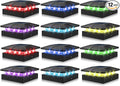 Peasur 4x4 Solar Post Cap Lights Outdoor RGB Color Changing, 12 Pack LED Post Top Light Solar Powered Waterproof, Wood/Vinyl Posts Lighting for Outside Fence Deck Porch Yard Railing Mailbox