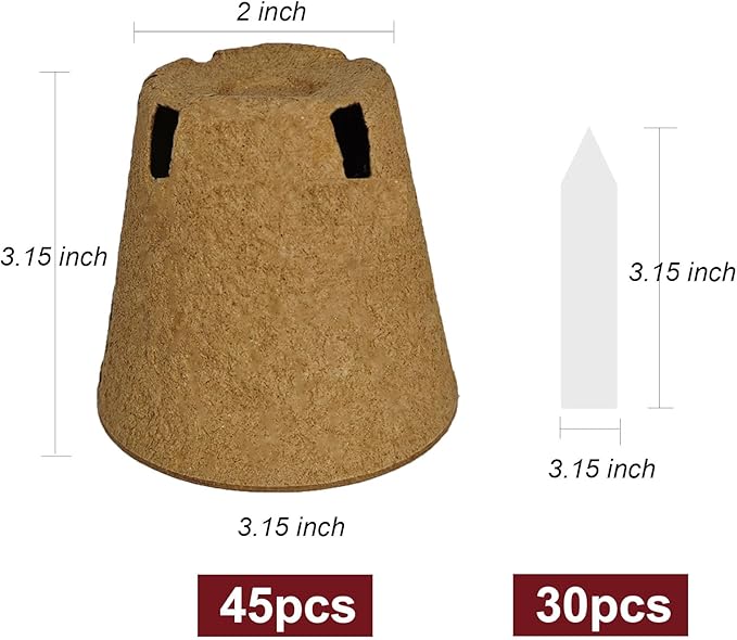 Napia Peat Pots Seed Starter - 45 Pack 3.15 inch Biodegradable Seed Starter Pots Peat Pots for Seedlings with 30pcs Plant Labels, Seedling Pots Starter Pots for Planting Seeds with Drainage Holes