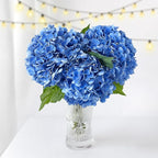 ZYTUYO 3 PCS Dark Blue Hydrangea Real Touch Artificial Flowers 21'' Latex Large Hydrangea with Long Stems for Wedding Table Centerpieces Indoor Kitchen Spring Home Decor Outdoor Porch