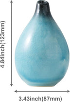 Wazakura Minoyaki Ceramic Small Ikebana Flower Bud Vase Made in Japan, Handpainted Floral Arrangement Pottery Supplies - Drop Shaped SkyBlue Vase