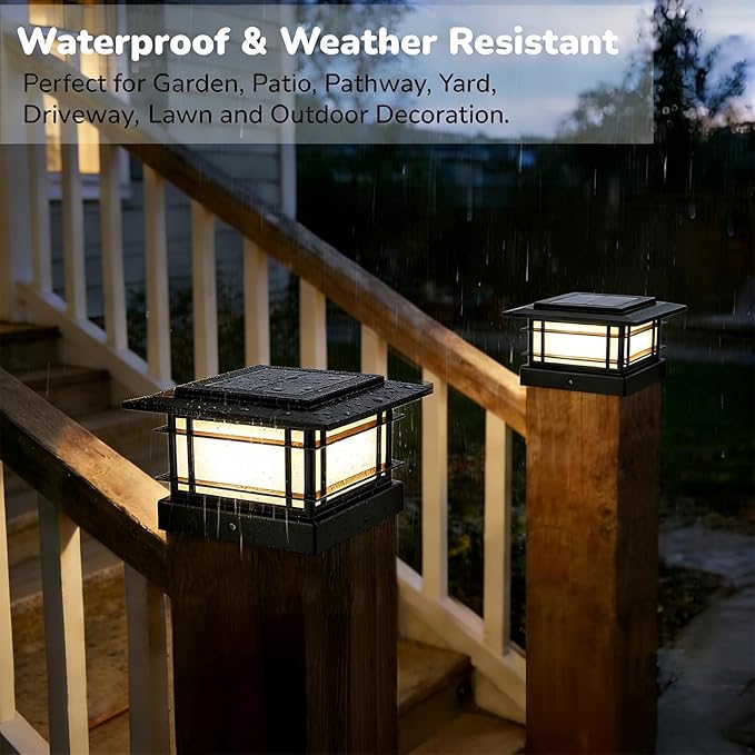 Dynaming 4x4 Solar Post Cap Lights Outdoor with 2 Color Modes, Fence Post Solar Lights Black Shell Fit for 4x4 Vinyl/Wooden Posts, High Brightness LED Lighting Decor for Garden Deck Patio, 8 Pack