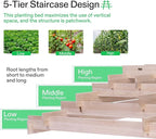VIVOSUN 5-Tier Wooden Raised Garden Bed, 42 x 42 x 14 Inches, Outdoor Wood Planter Box with Gloves and Liner for Garden, Patio, Balcony, Backyard and Outdoors