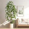 Bailikang Artificial Ficus Tree Indoor 8ft, Large Potted Faux Tree with Realistic Silk Leaves & Trunk for Home Office, Living Room Corner Decor
