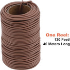 TELENT OUTDOORS 130 Feet Soft Plant Tie Brown Twist Garden Ties for Plants Gardening Home Office Organization TPR Garden Ties Supplies with 2.5mm Diameter