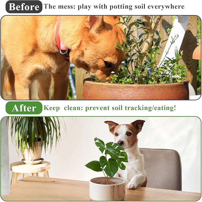 3 Packs Plant Pot Grid Cover Protectors from Animals,20.8 Inch Soil Protector Covers, Cuttable Flower Pot Grid with 12 Stakes, Keep Cats Out of Potted Plants