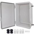 Waterproof Junction Box, ABS Plastic Electrical Box with Stainless Steel Latch, Hinged Cover Electric Project Enclosure Box with Mounting Plate, Wall Brackets 14.6" x10.6''x5.9''
