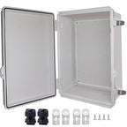 Waterproof Junction Box, ABS Plastic Electrical Box with Stainless Steel Latch, Hinged Cover Electric Project Enclosure Box with Mounting Plate, Wall Brackets 14.6" x10.6''x5.9''