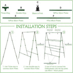 32 x 53 Inch Cucumber Trellis for Climbing Plants Outdoor A-Frame Garden Trellis for Raised Bed Detachable Sturdy Garden Plant Support Trellis for Small Plant Vegetable Flower Grape with Climbing Net
