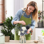 CEWOR Fake Flowers in Vase, Artificial Flowers Arrangement in Vase, Fake Floral Table Centerpieces Decor for Kitchen Farmhouse Coffee Table Living Room Bathroom Plant Decor